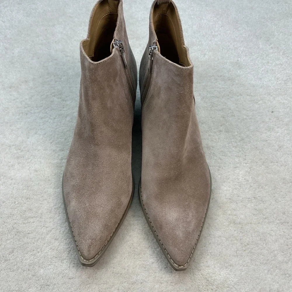 Marc Fisher Suede Pointy Toe Chelsea Bootie Ankle Beige 7.5